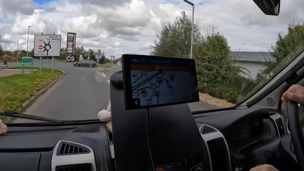 Navigating with Avtex Tourer Two Installed on Dashboard travel for camping trip Europe
